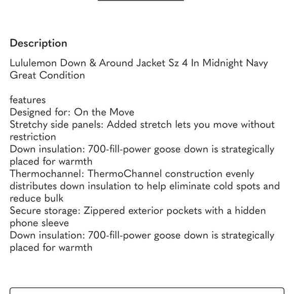 Lululemon Down & Around Jacket size 12 - Picture 5 of 14